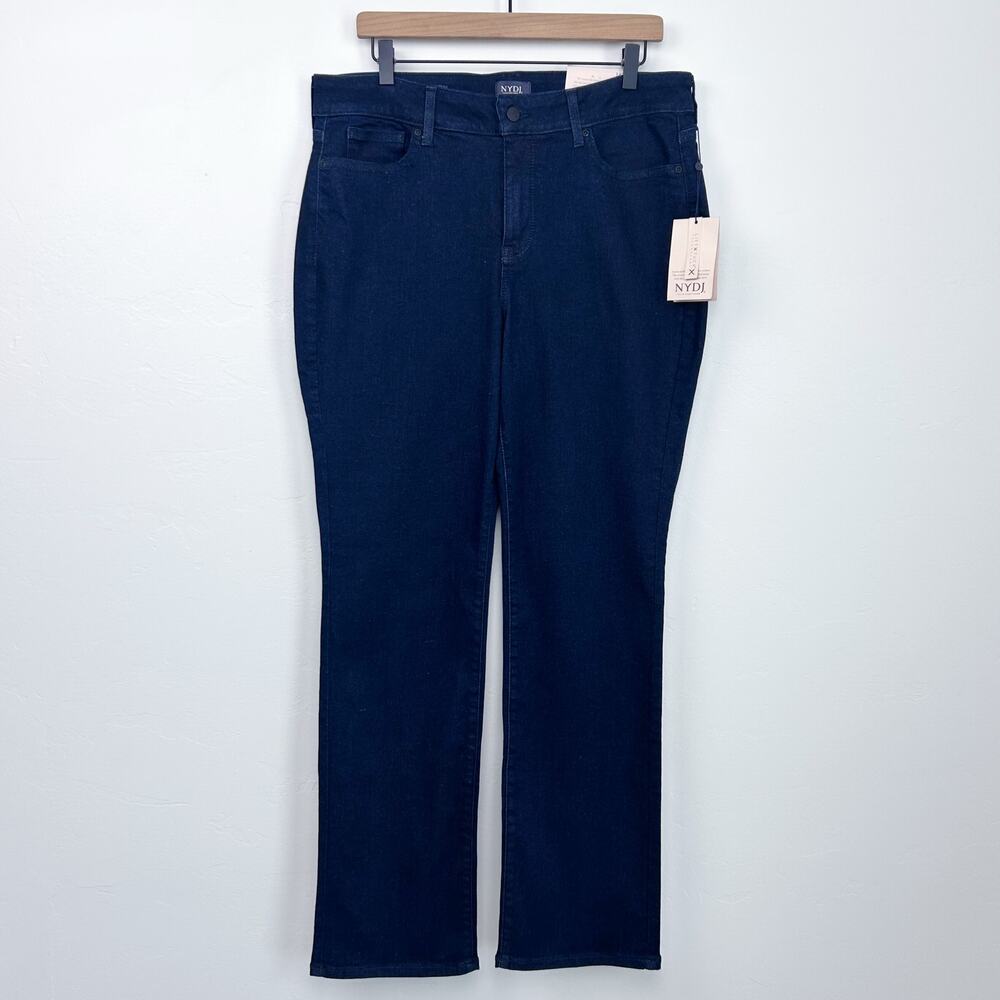 NYDJ Lift Tuck Stretch Denim Straight Leg Dark Wash Rinse Marilyn Jeans NWT